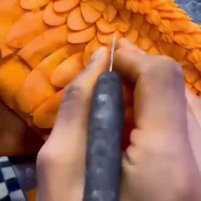 Carrot Carving: Making an eagle with carrots.