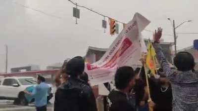 International students were protesting in Brampton on June 22 for extending their work permits.