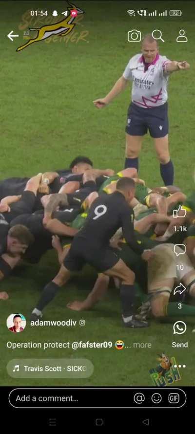 If the 9 touches a player in the scrum, does he (9) become part of the scrum ? 