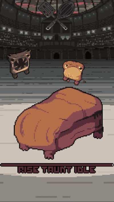 I'm bready to share our fully realised Bread Loaf GladiEATer! . The Bread Loaf can Taunt Enemy Attacks and Interrupt Charges with Crusttbutt. Also, they can Sponge up ally Buffs and Debuffs - like they were sauce left on your plate! . *p.s. is anyone goin