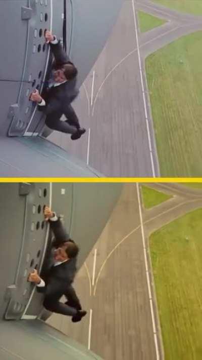 Tom Cruise uses CGI (to hide the cable)!!