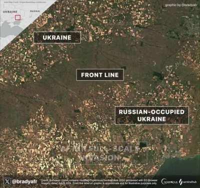 The front line in Ukraine is visible from space.