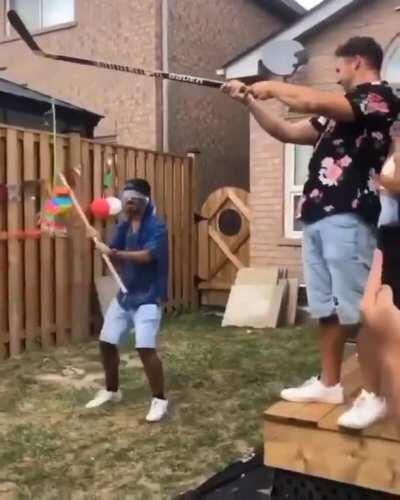 WCGW holding the piñata