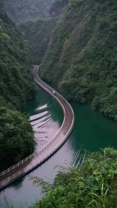 Floating road through the mountains