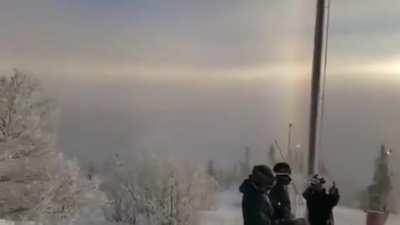 Spectacular sun halo filmed over Sweden