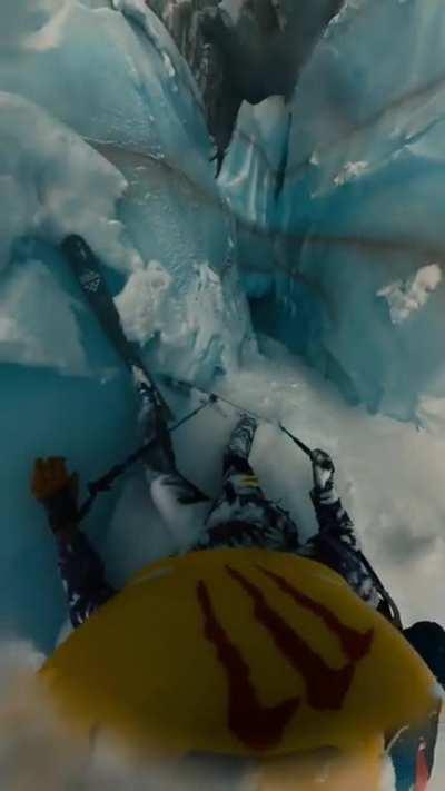 French Skier (@lespowtos on Instagram) miraculously survives crevasse fall