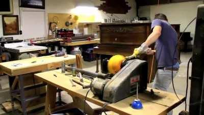 WCGW using a lathe to carve a pumpkin