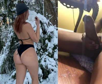 Covering my favorite snow bunny Delaney in white stuff