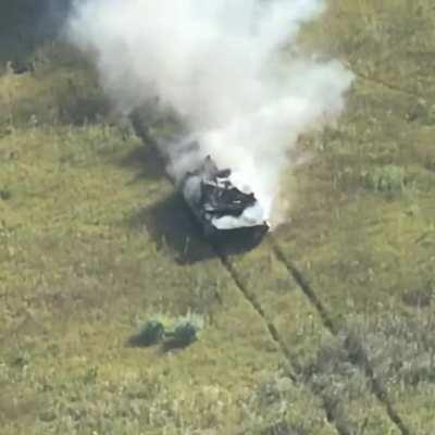 russian IFV with troops atop it encounters mine. Ukraine 2023