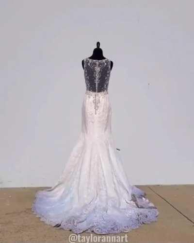 Sunlight reactive color changing ombré wedding dress