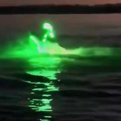 Flashy bright lighted jet skier