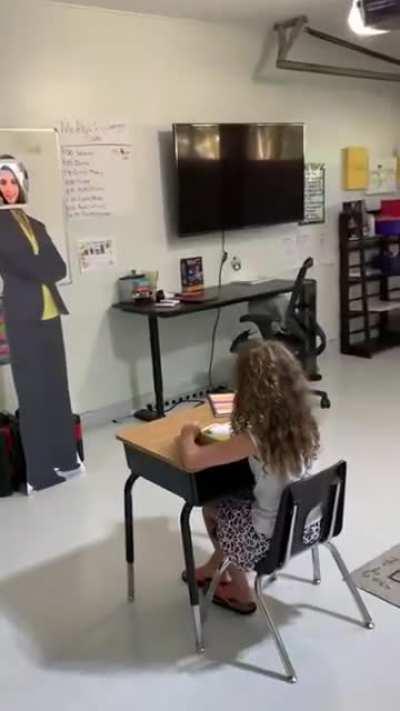 Father converted his garage into a classroom for his daughter