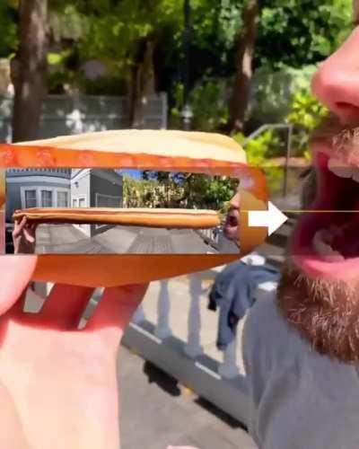 elongating a hot dog with panorama