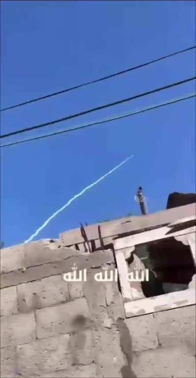 Woman celebrating rockets flying towards Israel 