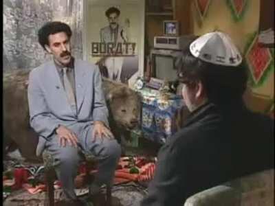 Borat re-evaluating his choices