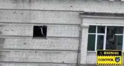 Ukrainian drone operator navigates drone inside a building to destroy video surveillance complex MUROM-M at Kakhovskaya HPP