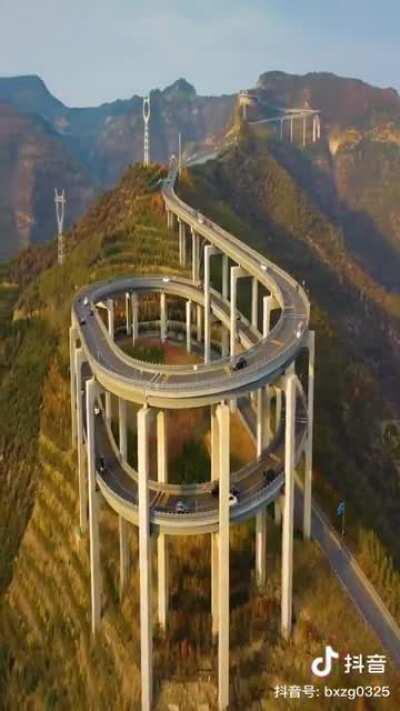 Mountain climbing highway in China