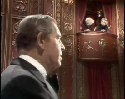 Milton Berle gets heckled from the balcony by Statler and Waldorf, during his 1977 appearance on 