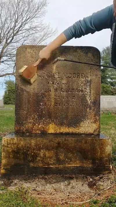 Cleaning headstone