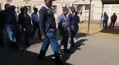 South African Police Department!! having a unique marching style.