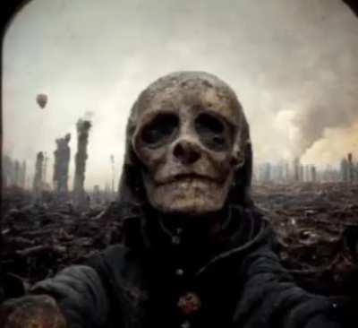 DALL-E generated image titled &quot;Last selfie on earth&quot;.