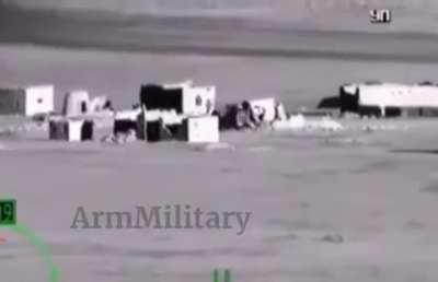 Archival footage of a Ka-52 &quot;Alligator&quot; destroying a vehicle of ISIS militants with an ATGM, January 20th 2024