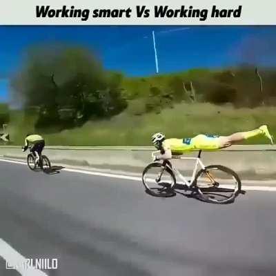 Planking while biking.