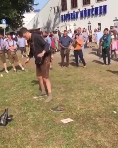 To put on your shoe while the crowd helps...