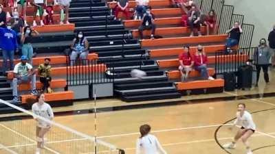 I recorded the winning point of a volleyball game and stabilized the video to the ball