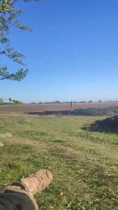 A Ukrainian soldier launches an Igla MANPADS against a visible Russian cruise missile today 10/10/2022