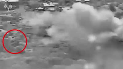 Israeli airstrike hits Hezbollah rocket/missile munition cache in Lebanon, setting off the stored munition which in turns hits a nearby home, today