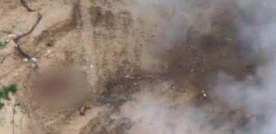 Israeli Unmanned Drone Blowing up 3 Civilians, and Two Others Approaching the Corpses