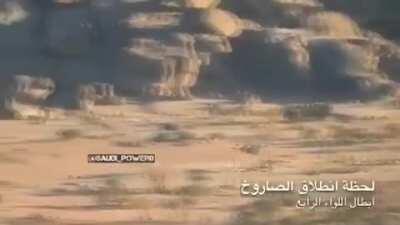 ATGM destroys moving jeep carrying ordnance and maims the driver. Sa'dah, Yemen