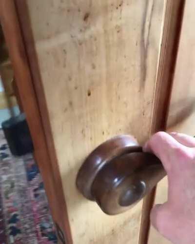 Door latch closure made from wood