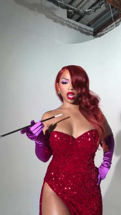 Chloe as “Jessica Rabbit” via TikTok 10-29-24