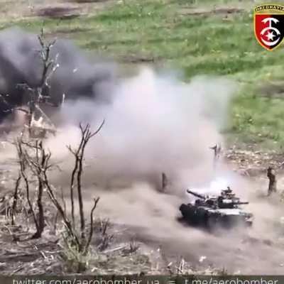 Russian trench cleared by UAF Tank