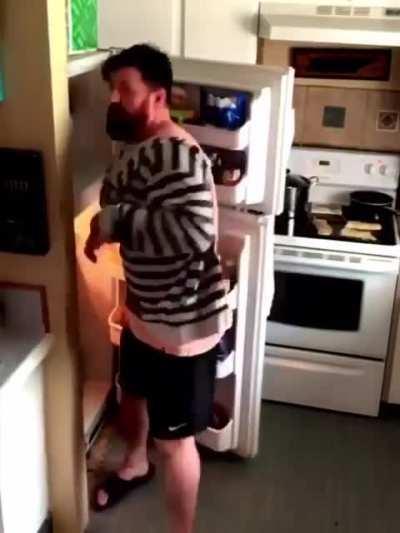 WCGW pretending to look in the refridgerator without thinking about possible outcomes and their consequences