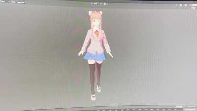 Monika 3D animation progress!💚❇️✨