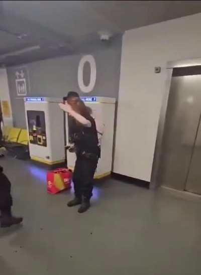 Armed Police Officer Kicks And Stomps A Man In The Face & Head At Manchester Airport