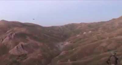 Turkish Cobra helicopter targets a PKK hideout in Hakkari Province, Southeast Turkey - July 24, 2017.