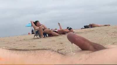 Nude Beach no hand cumshot just by watching naked women