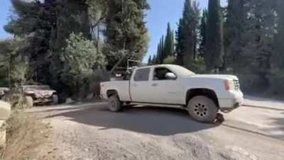 IDF relesed video today shows a hezbulla pickup truck with a rocket launcher mounted