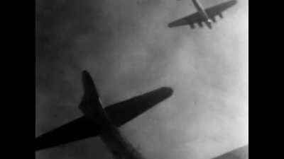 Crewmembers Bailing from Stricken B-17, 1944 [WWII b/w]