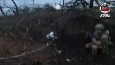 | GoPro | Russian Paratroopers armoured assault on Ukrainian trench near Novomykhailivka. April 2024