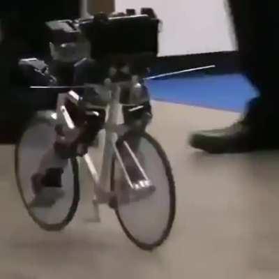 Robot riding a bike