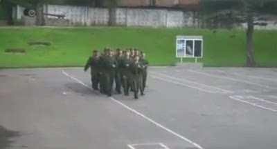 Russian army soldiers sing, &quot;Barbie girl&quot; while marching