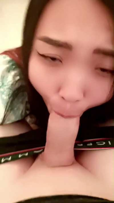 Asian Slut Sakura struggles to throat the BWC