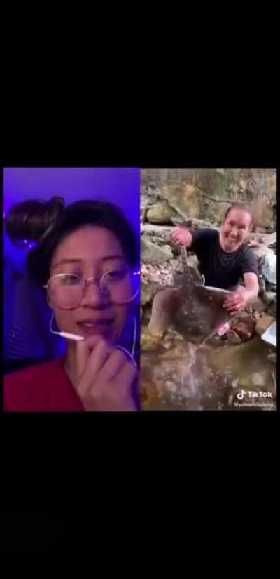 Just a cute lady with a cute stingray.