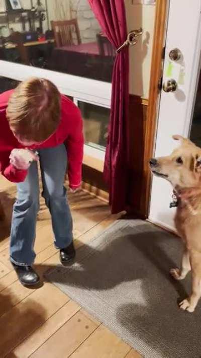 He doesn’t care about the bone until she picks it up! No animals were harmed in the making of this video!