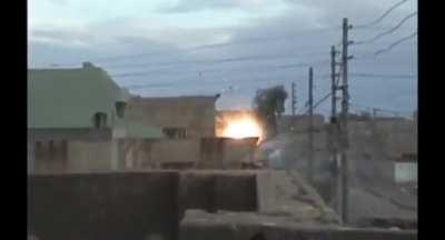 US soldiers of the US Army fight with insurgents in the streets of Fallujah, Iraq during Operation Phantom Fury.